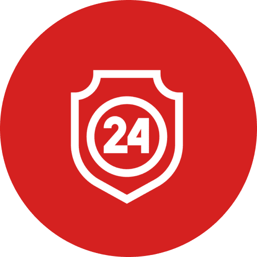 24-hour protection shield icon