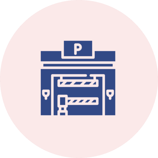 Parking garage icon with barriers illustration.